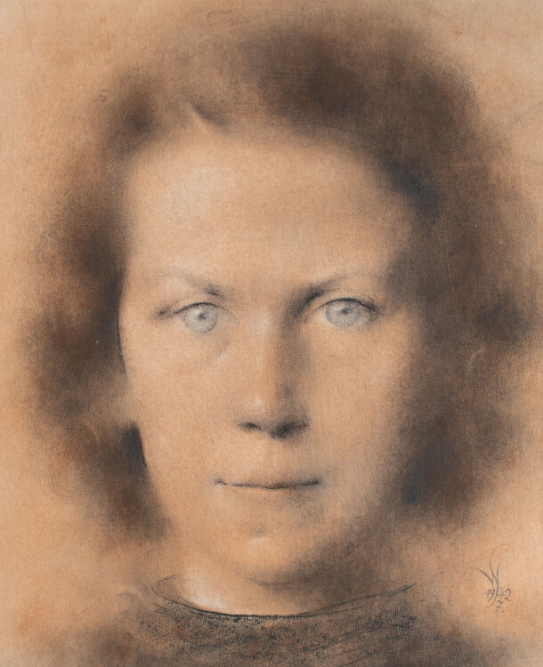 Willi Schmid - Frauenporträt Ruth Siller - 1942 - Pastell
