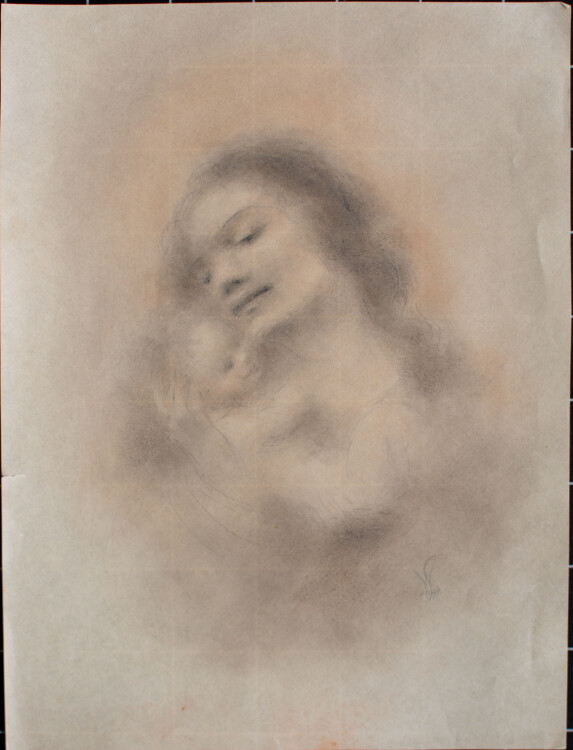 Willi Schmid - Mutter mit Kind - 1944 - Pastell Zeichnung