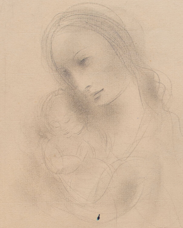 Willi Schmid - Madonna mit Kind - o.J. - Bleistift Zeichnung