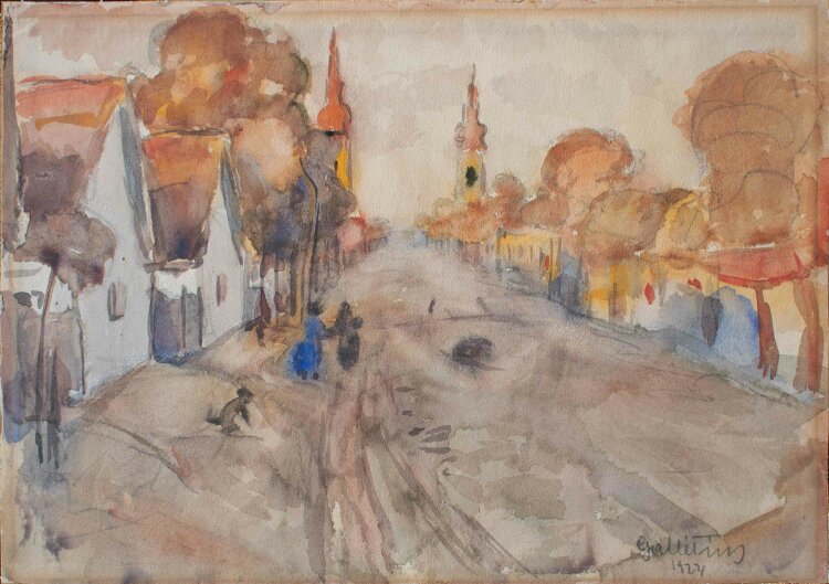 Tibor Galle - Straßenszene - 1924 - Aquarell