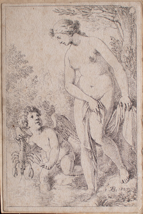 Joseph Bergler d. J. - Venus und Armor mit Hummer - 1805 - Kupferstich