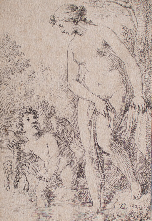 Joseph Bergler d. J. - Venus und Armor mit Hummer - 1805 - Kupferstich
