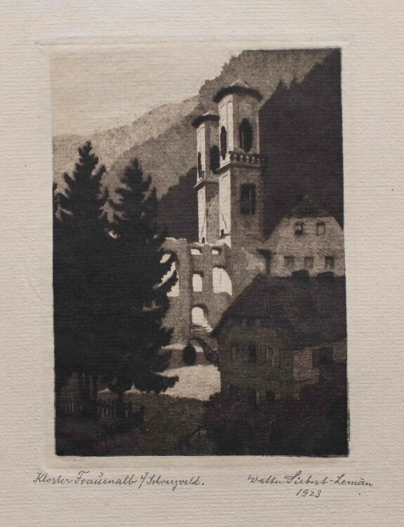 Walter Siebert-Lemàn - Kloster Frauenalb, Schwarzwald - 1923 - Radierung