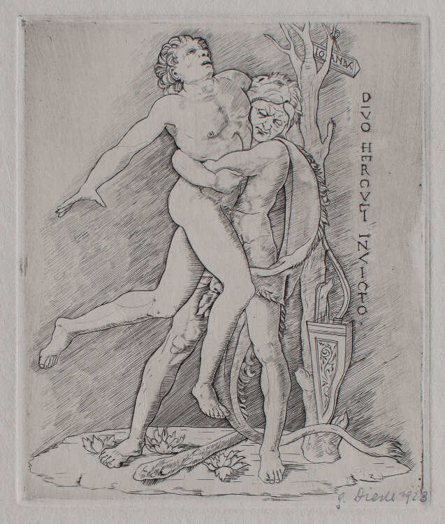 unbekannt - Herakles und Antaios - 1923 - Kupferstich