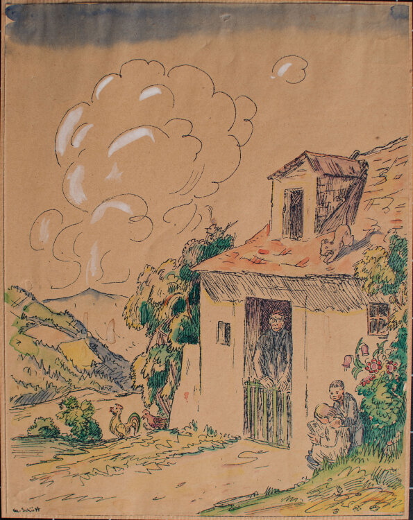 Gustav Schütt - Haus in den Bergen - o.J. - Aquarell