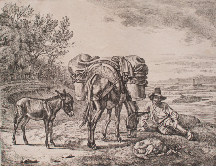 Johann Adam Klein - Rast eines Reisenden mit Esel - 1822...