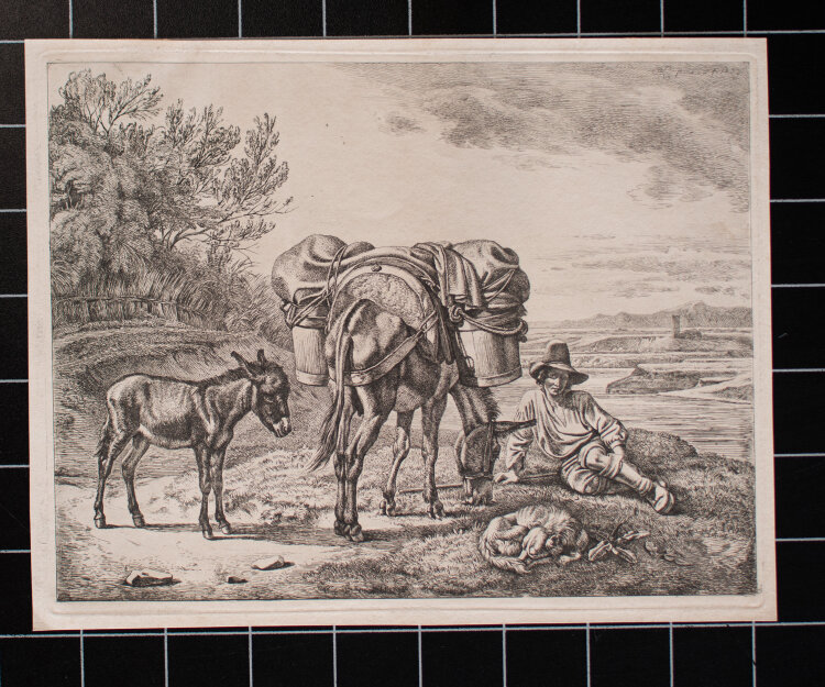 Johann Adam Klein - Rast eines Reisenden mit Esel - 1822 - Kupferstich