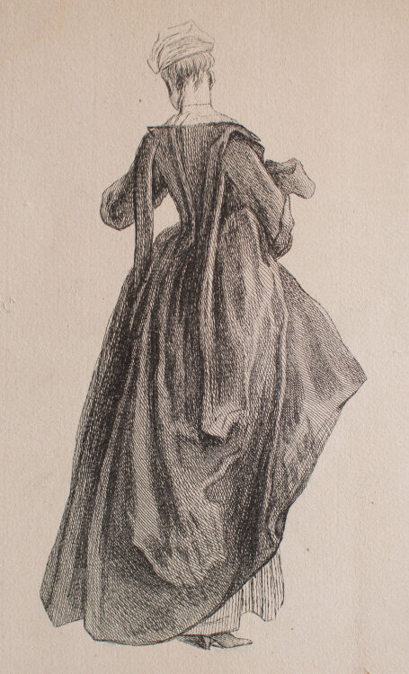 Nach Watteau - Rückenansicht einer Dame im Kleid - 1822 - Aquatinta