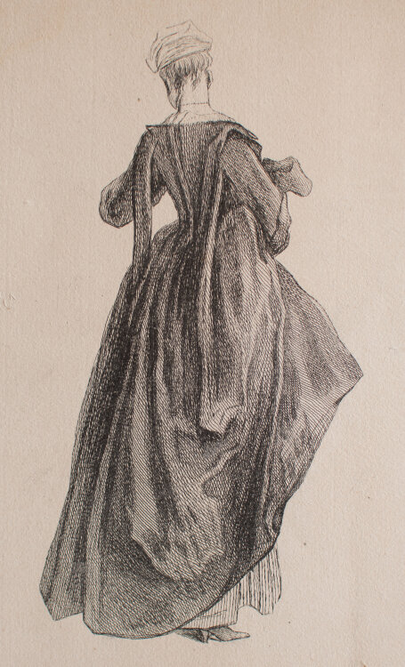 Nach Watteau - Rückenansicht einer Dame im Kleid -...