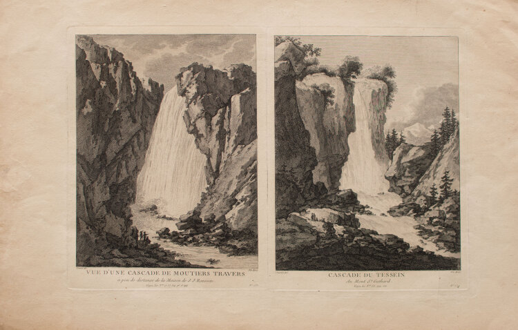 François Denis Née - Zwei Wasserfälle in der Schweiz - 1780-1788 - Radierung