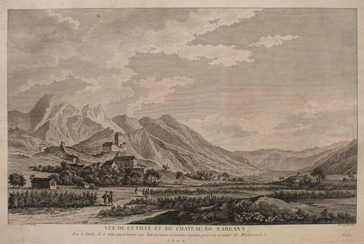 Louis Joseph Masquelier - Schloss Sargans in der Schweiz - 1780-1788 - Kupferstich