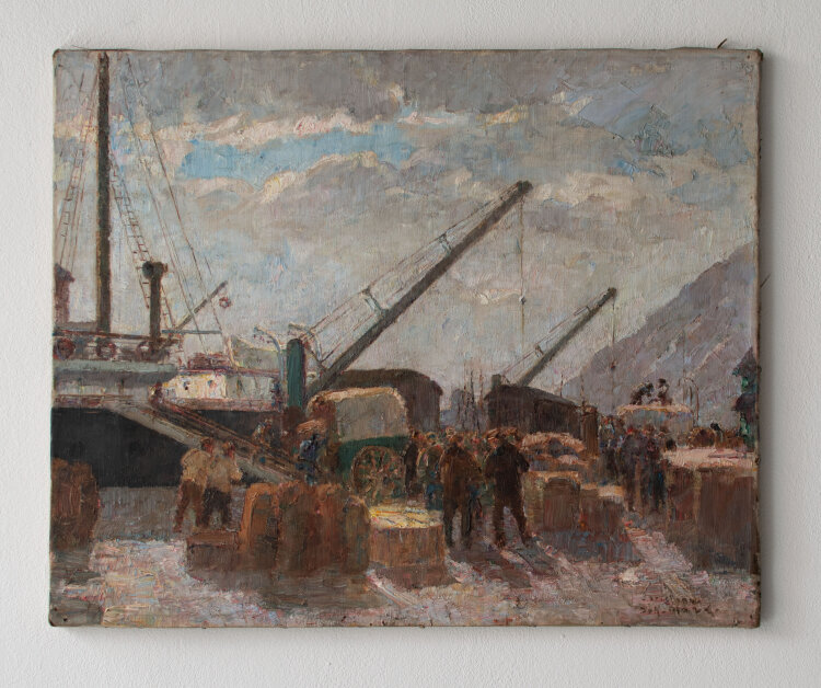 Johannes Marx - Hafenszene - um 1900 - Öl auf Leinwand