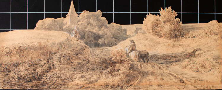 Hermann Kauffmann - Landschaft mit Reiter - 1842 - Aquarell