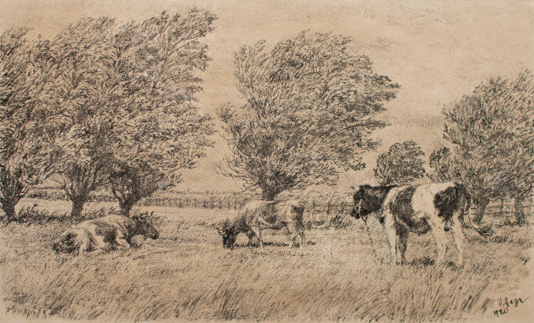 Josef Steib - Kühe auf der Weide - 1920 - Lithografie