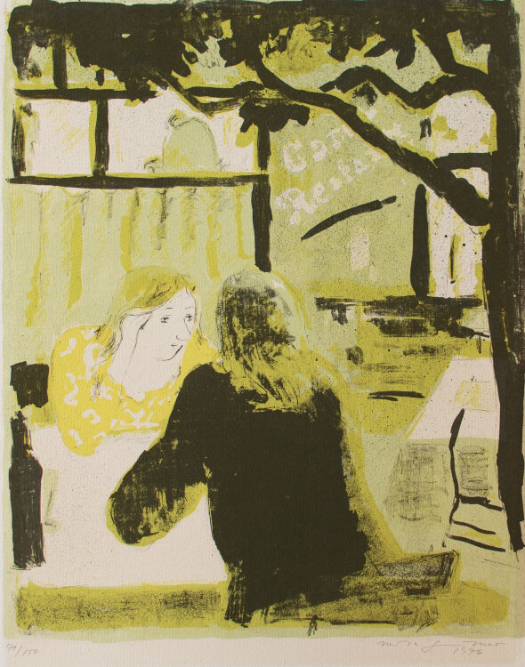 Herta Günther - Im Gartencafé - 1976 - Lithografie