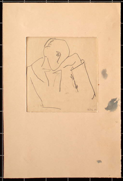 Christa Düll - Abstrahierte Männerbildnis - 1950 - Zeichnung