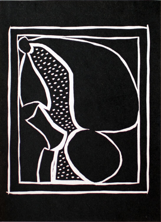 Paul Herrmann - Form auf schwarzem Grund - 1970 - Linolschnitt