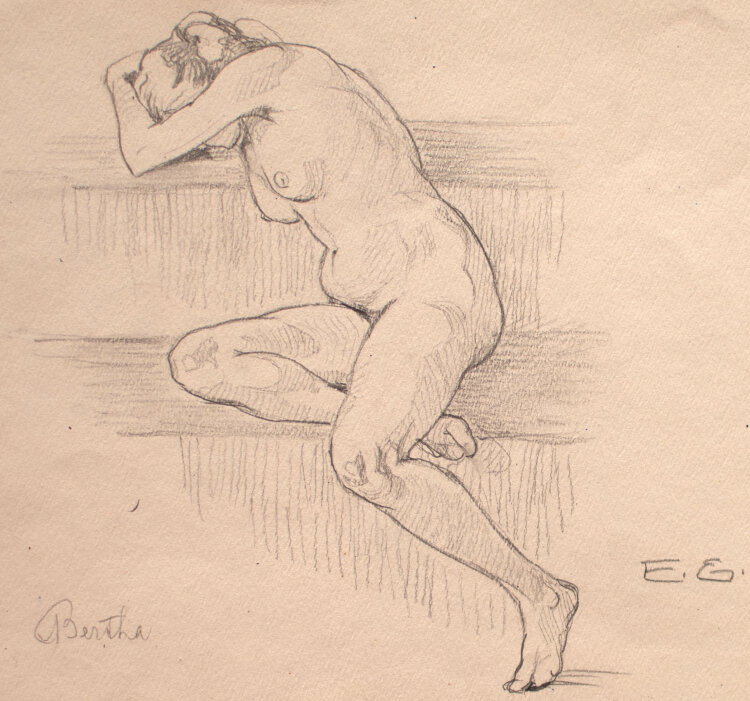 Monogrammist E.G. - Frauenakt, Bertha - 1924 - Zeichnung