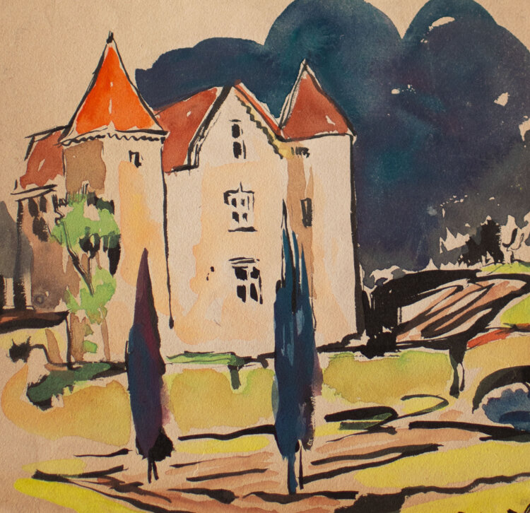 Emilien Dufour - Schloss in einer Landschaft - 1940 - Aquarell