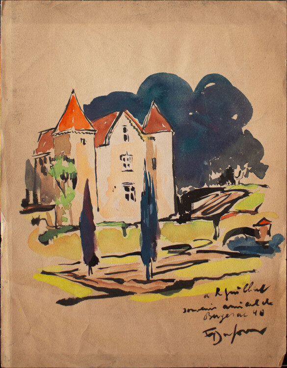 Emilien Dufour - Schloss in einer Landschaft - 1940 - Aquarell