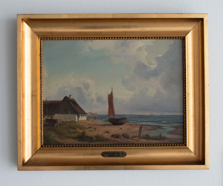 Nordahl Grove - Dänische Küstenlandschaft mit Schweinen - 1848 - Öl