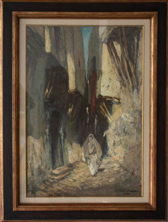 Gustave Flasschoen - La Kasbah, Orientalische Straßenszene - o.J. - Öl