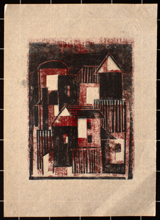 Hans Pistorius - Abstrahierte Häuser - um 1950 - Farbholzschnitt