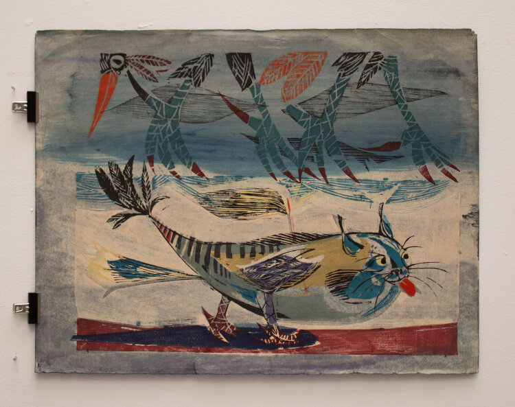 Paul René Gauguin - Vogelkatze - o.J. - Farbholzschnitt