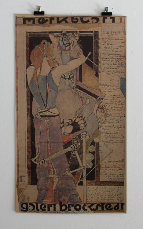 Horst Janssen - Plakat Merkblatt für die Galerie Brockstedt - 1978 - Offsetdruck