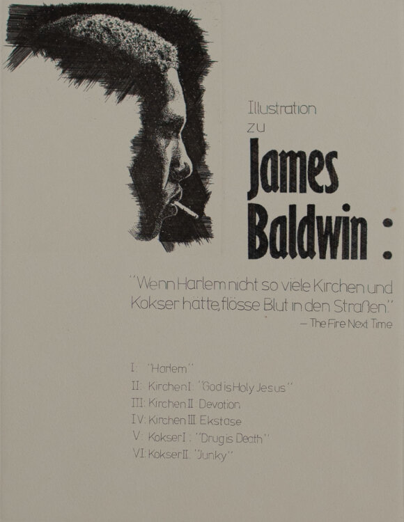 Signiert Bernd - Illustration zu James Baldwin, Inhaltsverzeichnis - 1976 - Radierung