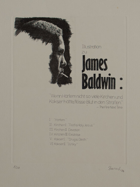 Signiert Bernd - Illustration zu James Baldwin, Inhaltsverzeichnis - 1976 - Radierung