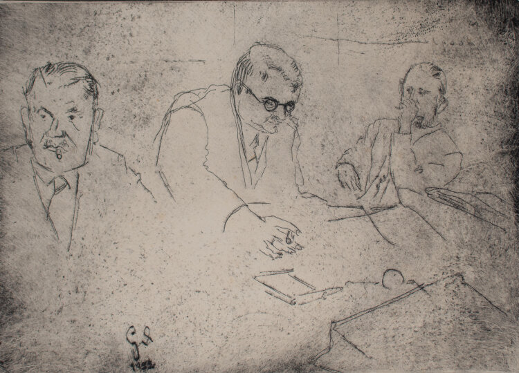 Gerhard Schulte-Dahling - Porträt von drei Männern - 1932 - Radierung