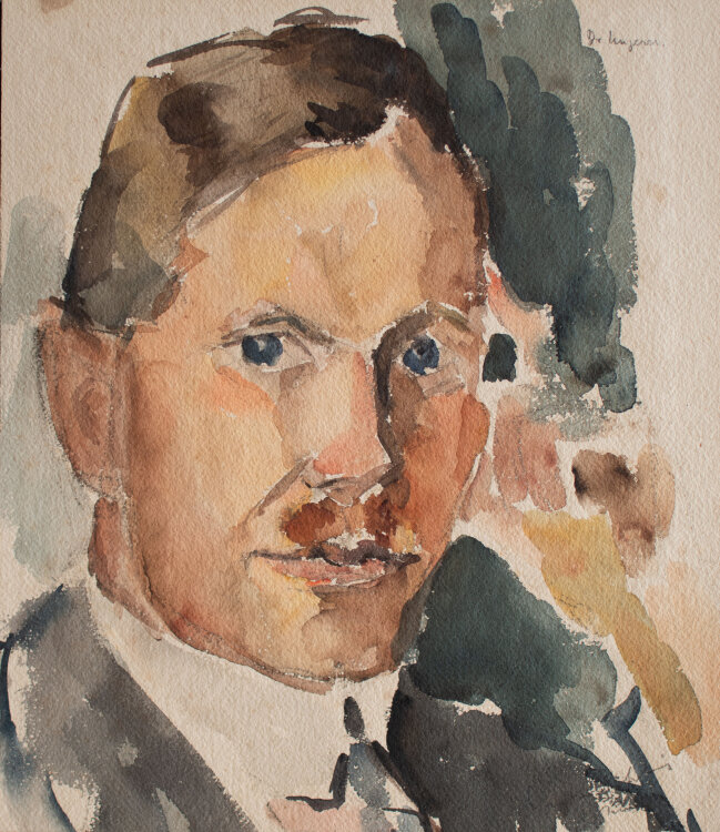 Gerhard Schulte-Dahling - Porträt eines Mannes mit Fliege - 1928 - Aquarell