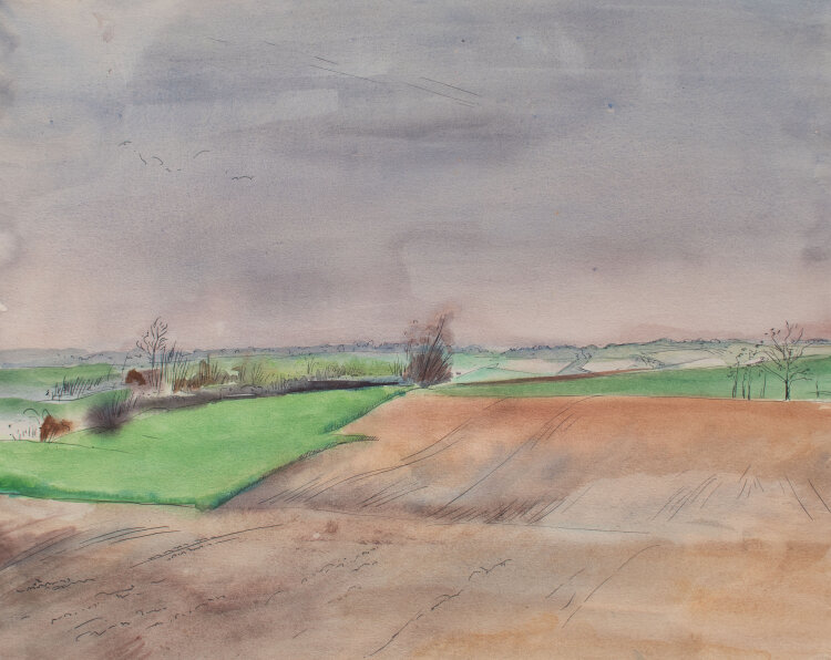 Gerhard Schulte-Dahling - Landschaft mit weiten Feldern - o.J. - Aquarell