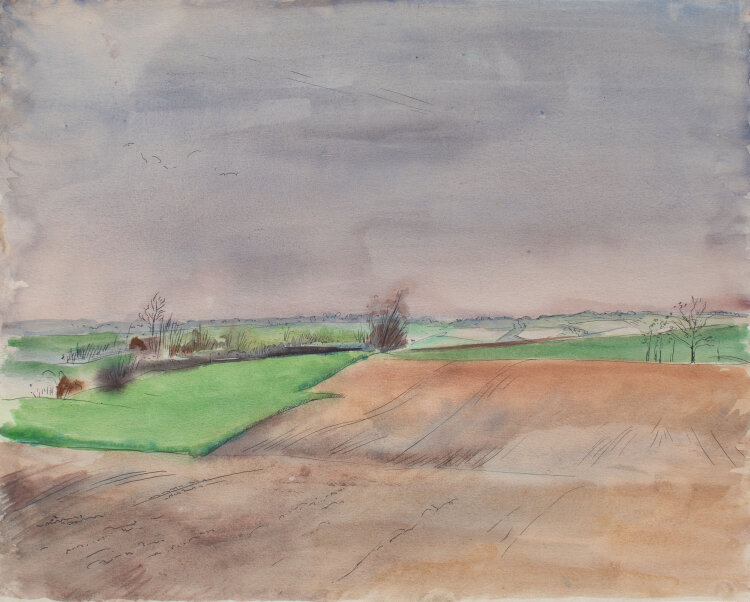 Gerhard Schulte-Dahling - Landschaft mit weiten Feldern - o.J. - Aquarell