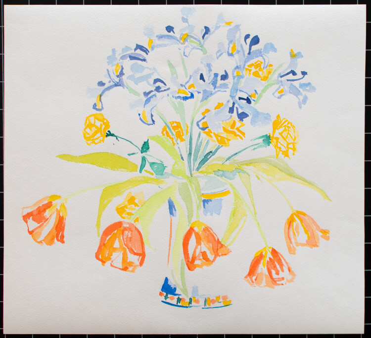 unbekannt - Blumen in einer Vase - 1989 - Aquarell