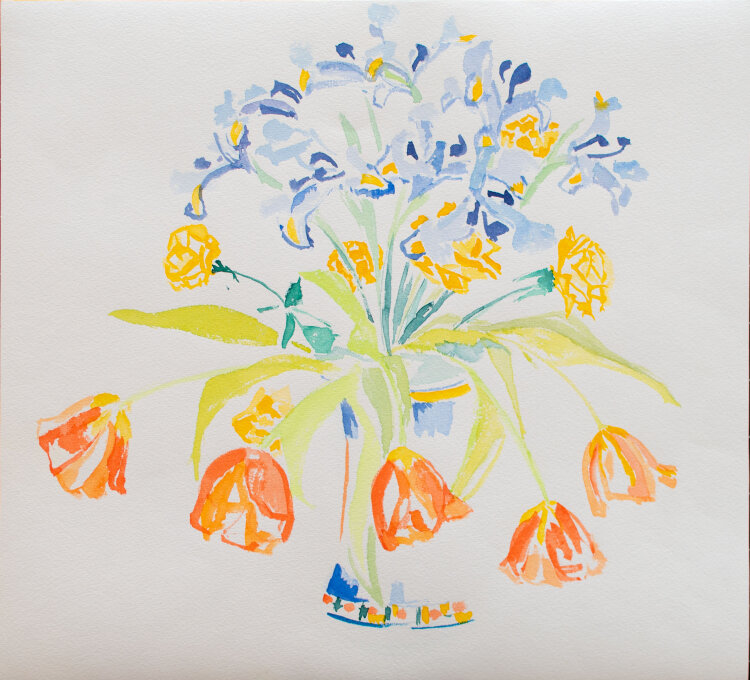 unbekannt - Blumen in einer Vase - 1989 - Aquarell