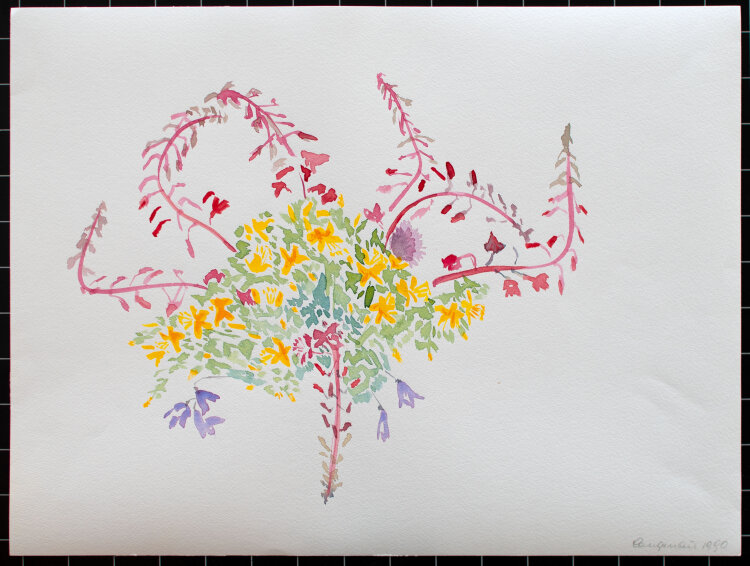 unbekannt - Blumenstück mit Gänseblümchen - 1990 - Aquarell