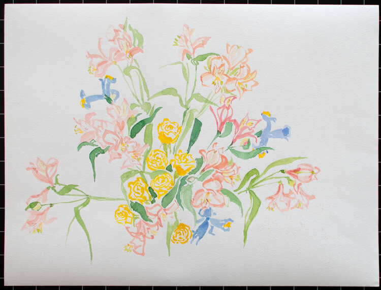 unbekannt - Rosen und Lilien - 1990 - Aquarell