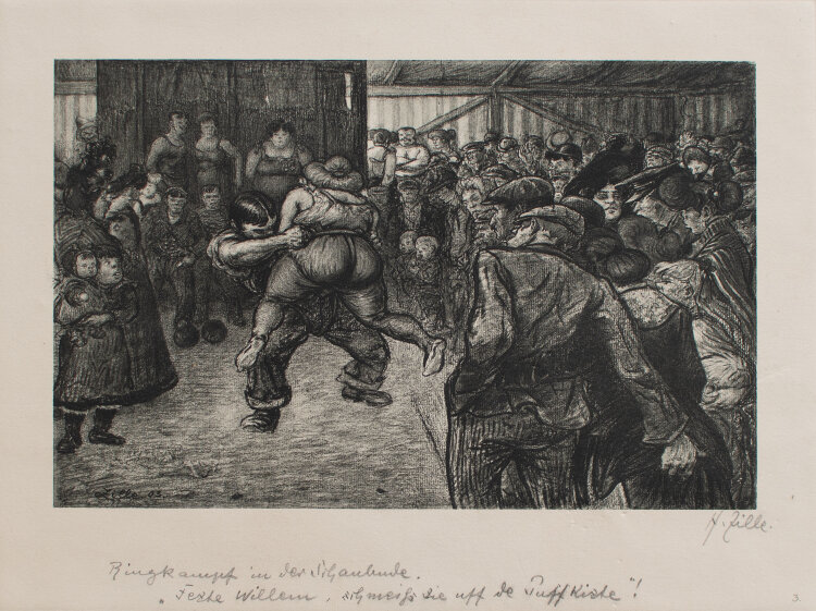 Heinrich Zille - Ringkampf in der Schaubühne - 1903 - Heliogravure