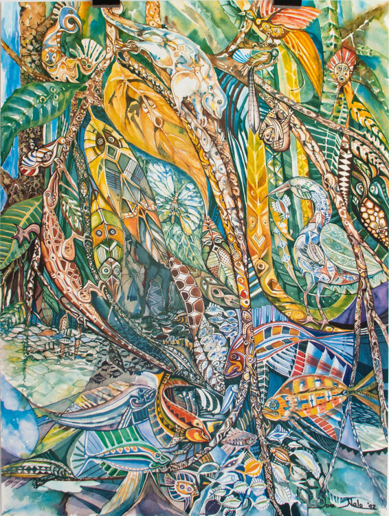 Joe Nalo - Dschungel mit Tieren - 1992 - Siebdruck