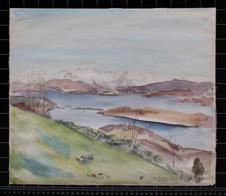 Gerhard Schulte-Dahling - Landschaft Norwegen am Sulafjord im Vorfrühling - 1944 - Aquarell