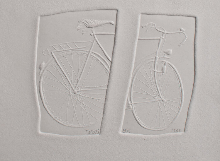 Tony Torrilhon - Grußkarte mit Fahrrad - 1988 - Prägedruck