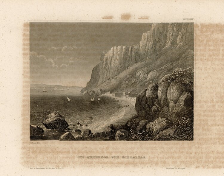 C. Reiss - Die Meerenge von Gibraltar - o.J. - Stahlstich