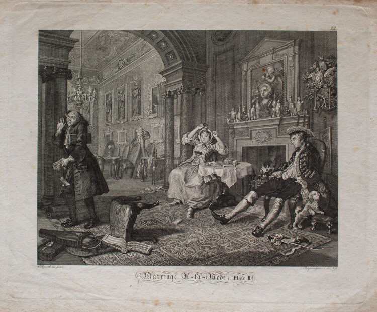 Ernst Ludwig Riepenhausen nach William Hogarth - The Tête à Tête / Shortly After the Marriage / Kurz nach der Hochzeit - o.J. - Kupferstich