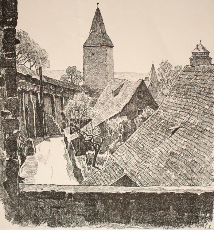 Monogrammist E.L. - Dächer - o.J. - Lithografie