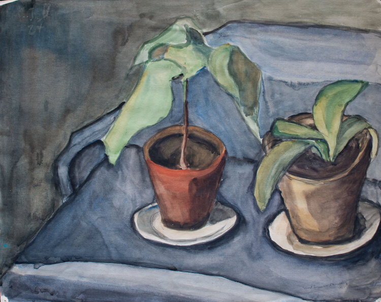 Gerhard Schulte-Dahling - Stillleben mit Topfpflanzen - 1924 - Aquarell