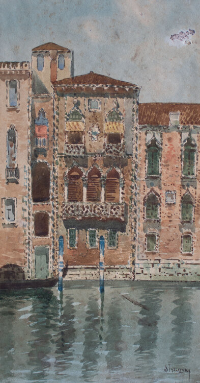 Signiert unleserlich Atrouisay - Palazzo Contarini Fasan/Casa du Desdemona in Venedig - o.J. - Aquarell