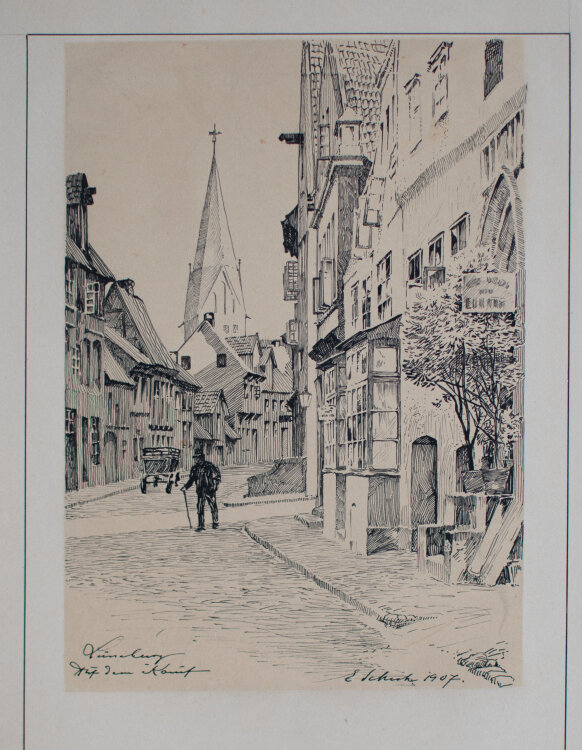 Signiert E. Schuh - Lüneburg - Auf dem Kauf - 1907 - Tusche