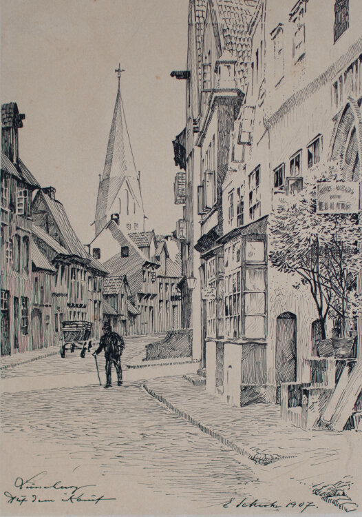 Signiert E. Schuh - Lüneburg - Auf dem Kauf - 1907 - Tusche
